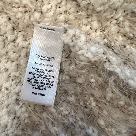 Express Fuzzy Boucle Beige Open-Front Cardigan - Size XS - Picture 8 of 8